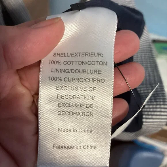 Tory Burch Women's Blue White Striped Blazer XL - Picture 8 of 9